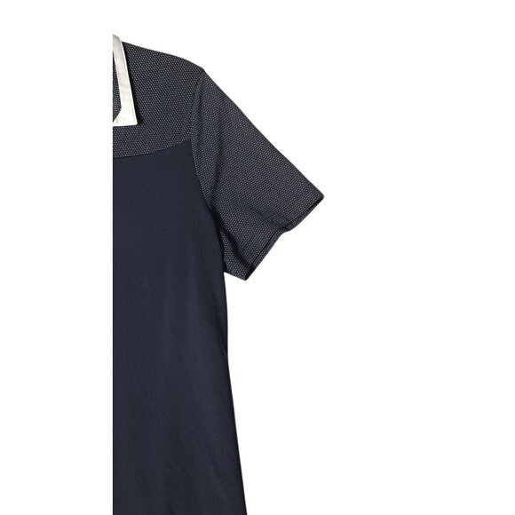 Women's NVO Athletic Performance Golf Polo Micro Dot Navy Blue White Collar - Picture 4 of 6